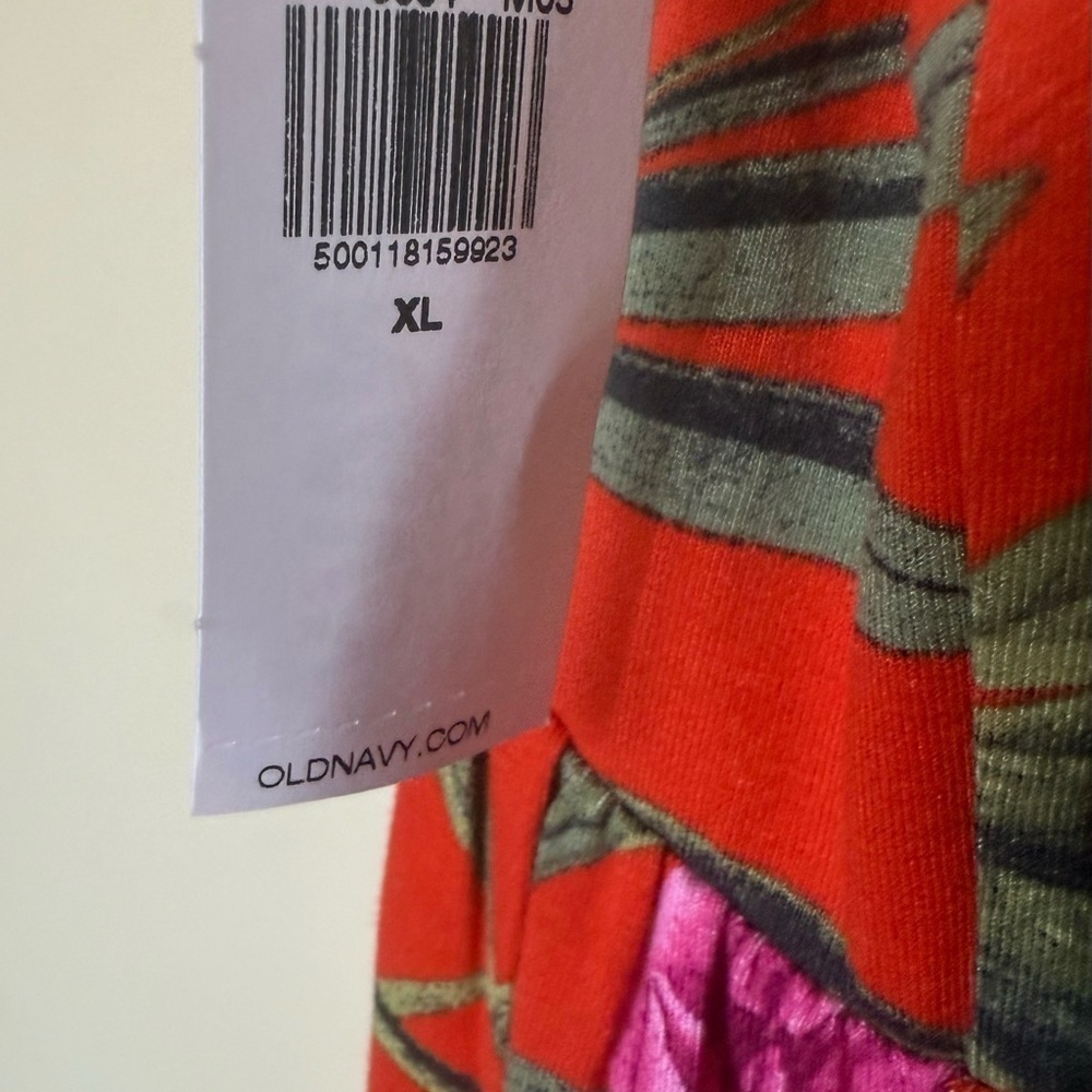 NWT Old Navy Orange & Floral Print Fit & Flare Dress in Size XL - Picture 6 of 8